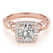 18K Rose Gold 1 1/8 ct tw Halo Diamond Engagement Ring