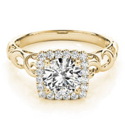 14K Yellow Gold 1 1/8 ct tw Halo Diamond Engagement Ring