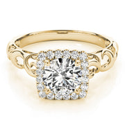 18K Yellow Gold 1 1/8 ct tw Halo Diamond Engagement Ring