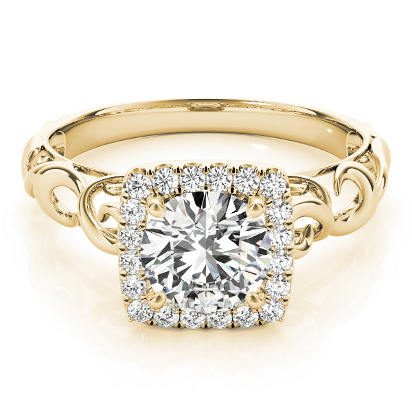 18K Yellow Gold 1 1/8 ct tw Halo Diamond Engagement Ring