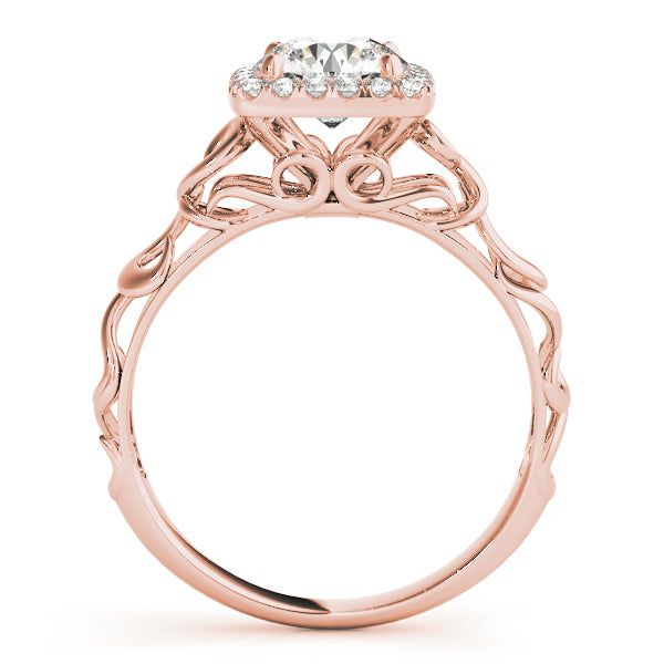 14K Rose Gold 1 1/8 ct tw Halo Diamond Engagement Ring