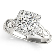 18K White Gold 1 1/8 ct tw Halo Diamond Engagement Ring