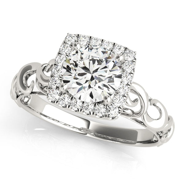 18K White Gold 1 1/8 ct tw Halo Diamond Engagement Ring