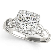 Round Diamond Halo Engagement Ring