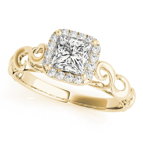 14K Yellow Gold 1/3 ct tw Halo Diamond Engagement Ring