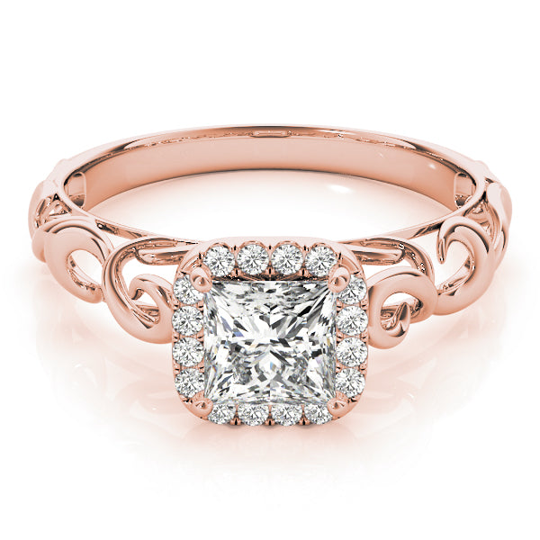 14K Rose Gold 1/3 ct tw Halo Diamond Engagement Ring