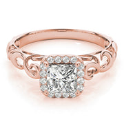 18K Rose Gold 1/3 ct tw Halo Diamond Engagement Ring