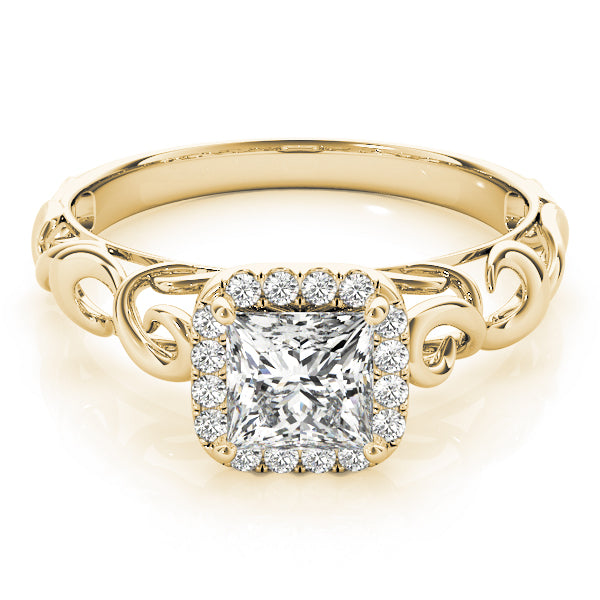 14K Yellow Gold 1/3 ct tw Halo Diamond Engagement Ring