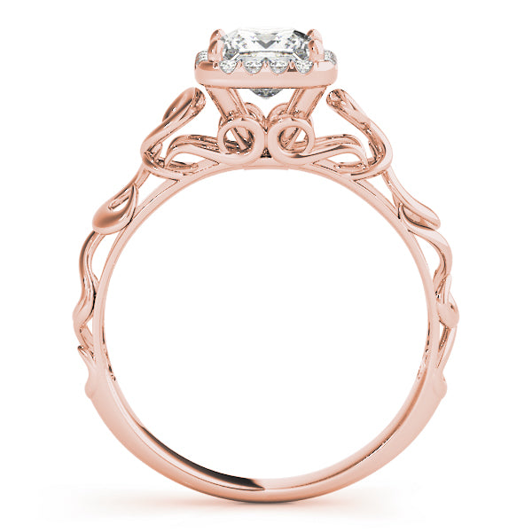 14K Rose Gold 1/3 ct tw Halo Diamond Engagement Ring