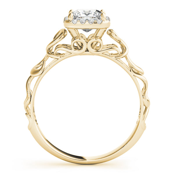 14K Yellow Gold 1/3 ct tw Halo Diamond Engagement Ring