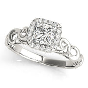 18K White Gold 1/3 ct tw Halo Diamond Engagement Ring