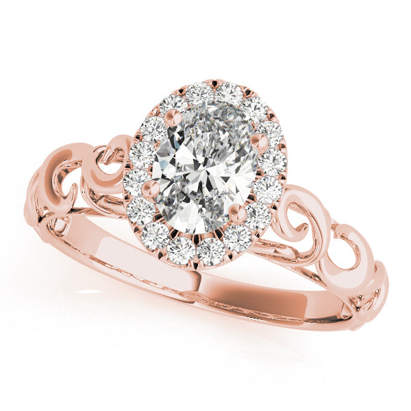 14K Rose Gold 1/3 ct tw Halo Diamond Engagement Ring