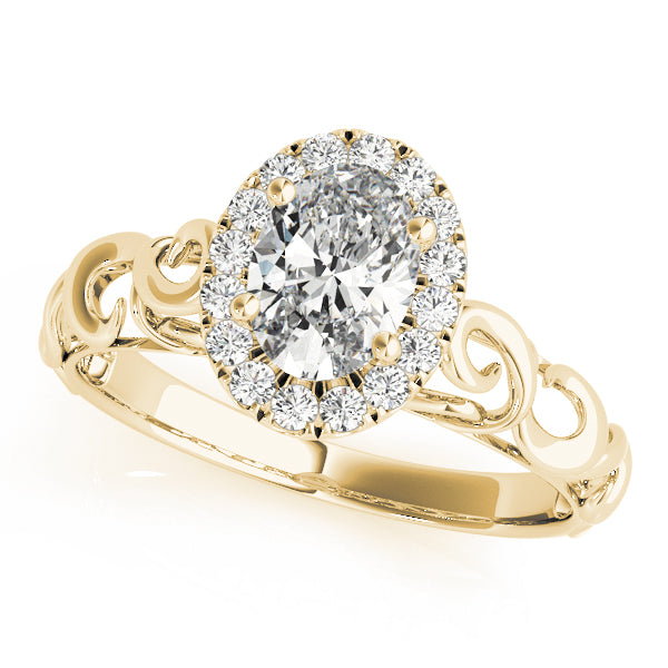 14K Yellow Gold 1/3 ct tw Halo Diamond Engagement Ring