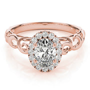 14K Rose Gold 1/3 ct tw Halo Diamond Engagement Ring