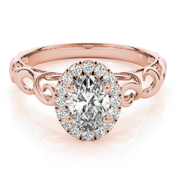 14K Rose Gold 1/3 ct tw Halo Diamond Engagement Ring