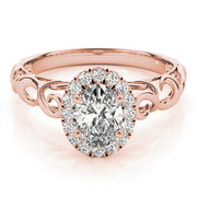 14K Rose Gold 1/3 ct tw Halo Diamond Engagement Ring