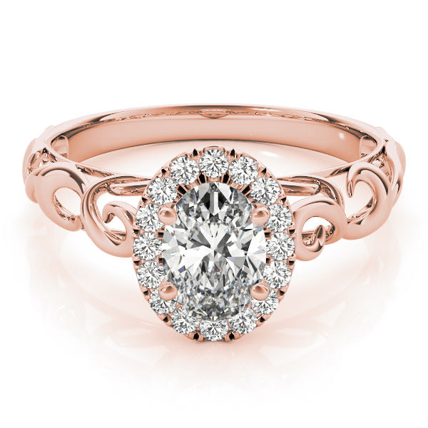 14K Rose Gold 1/3 ct tw Halo Diamond Engagement Ring