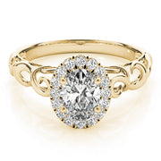 18K Yellow Gold 1/3 ct tw Halo Diamond Engagement Ring