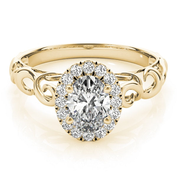 14K Yellow Gold 1/3 ct tw Halo Diamond Engagement Ring