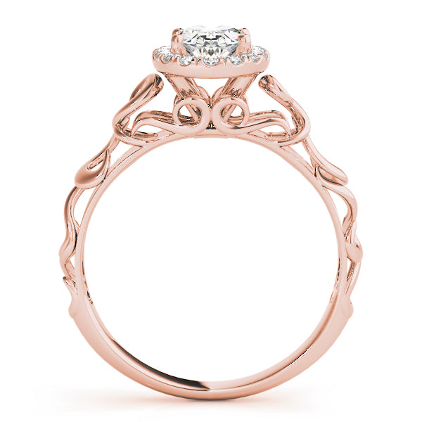 14K Rose Gold 1/3 ct tw Halo Diamond Engagement Ring