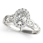 14K White Gold 1/3 ct tw Halo Diamond Engagement Ring