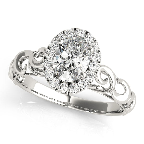 14K White Gold 1/3 ct tw Halo Diamond Engagement Ring