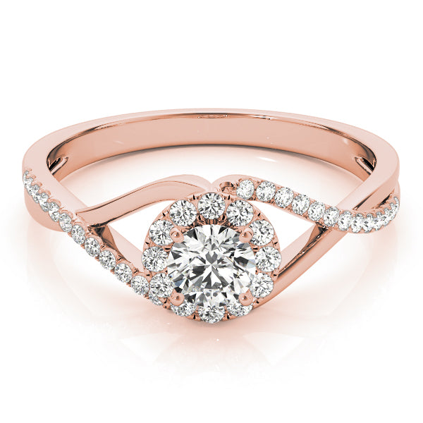 14K Rose Gold 1 1/4 ct tw Halo Diamond Engagement Ring