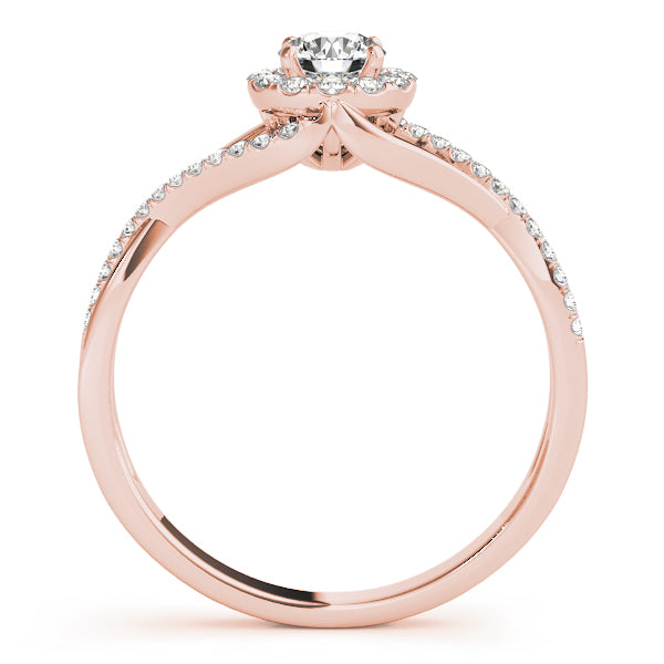14K Rose Gold 1 1/4 ct tw Halo Diamond Engagement Ring