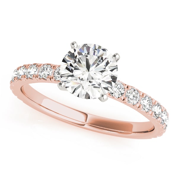 18K Rose Gold 1 1/3 ct tw Single Row Diamond Engagement Ring