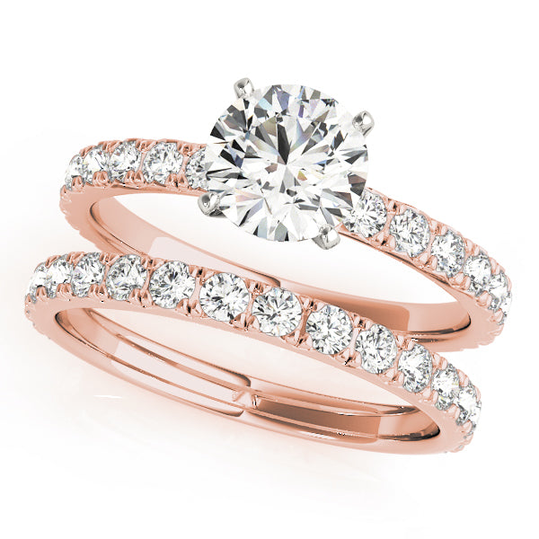 18K Rose Gold 1 1/3 ct tw Single Row Diamond Engagement Ring