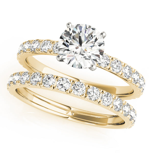 18K Yellow Gold 1 1/3 ct tw Single Row Diamond Engagement Ring
