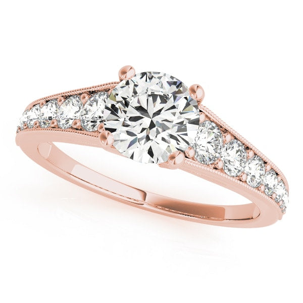 14K Rose Gold 1 3/8 ct tw Single Row Diamond Engagement Ring
