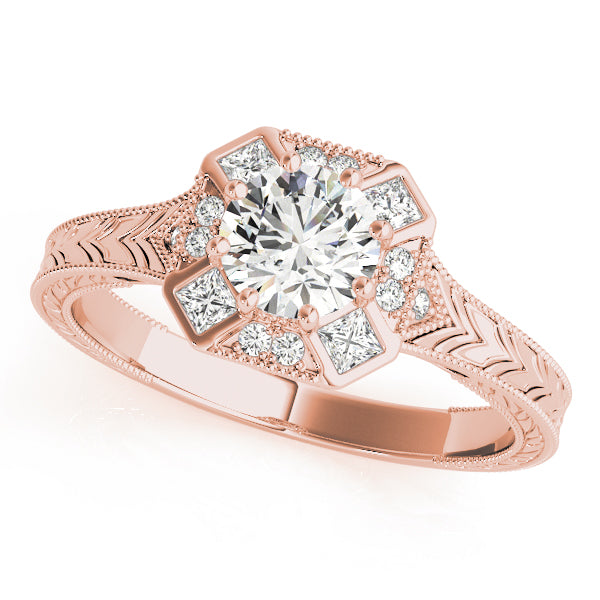 14K Rose Gold 1 1/4 ct tw Halo Diamond Engagement Ring