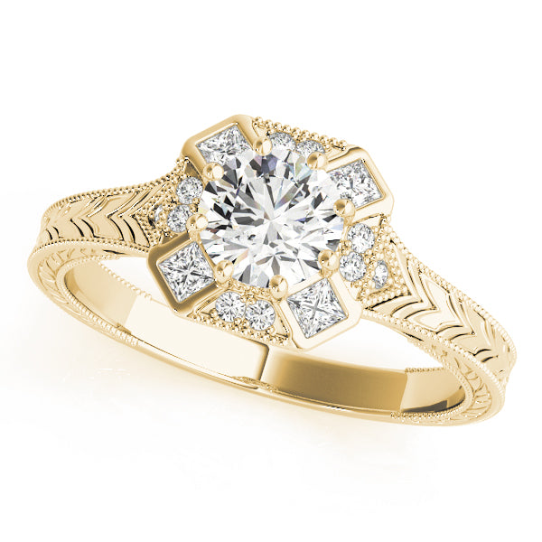 18K Yellow Gold 1 1/4 ct tw Halo Diamond Engagement Ring
