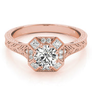 14K Rose Gold 1 1/4 ct tw Halo Diamond Engagement Ring