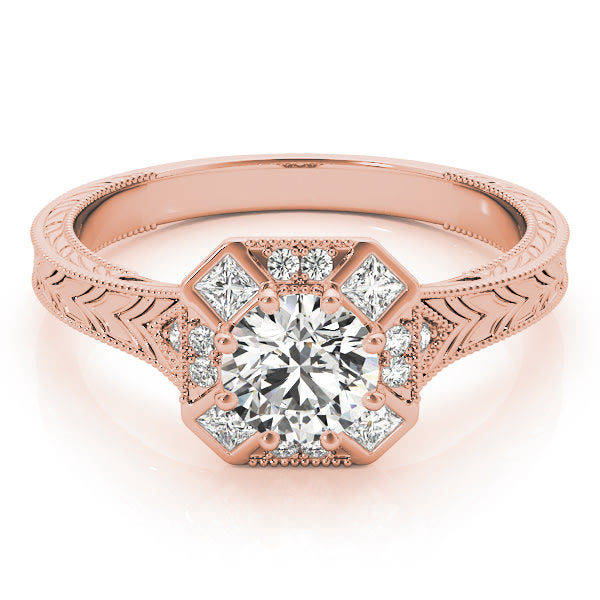 14K Rose Gold 1 1/4 ct tw Halo Diamond Engagement Ring