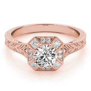 14K Rose Gold 1 1/4 ct tw Halo Diamond Engagement Ring