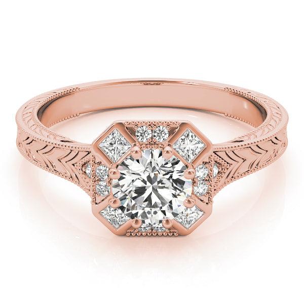 18K Rose Gold 1 1/4 ct tw Halo Diamond Engagement Ring