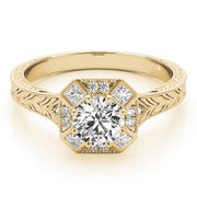 14K Yellow Gold 1 1/4 ct tw Halo Diamond Engagement Ring