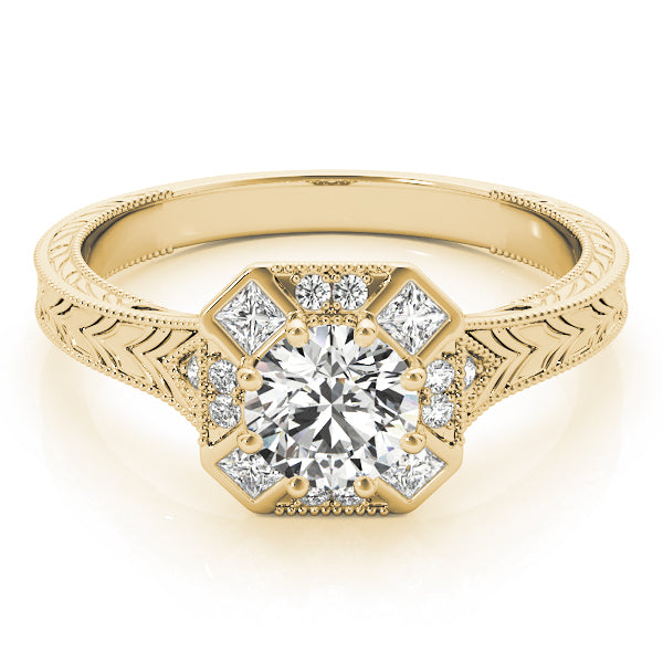 14K Yellow Gold 1 1/4 ct tw Halo Diamond Engagement Ring