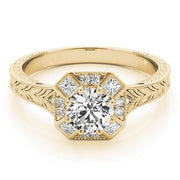 14K Yellow Gold 1 1/4 ct tw Halo Diamond Engagement Ring