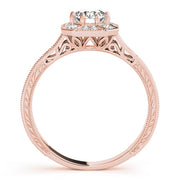 14K Rose Gold 1 1/4 ct tw Halo Diamond Engagement Ring