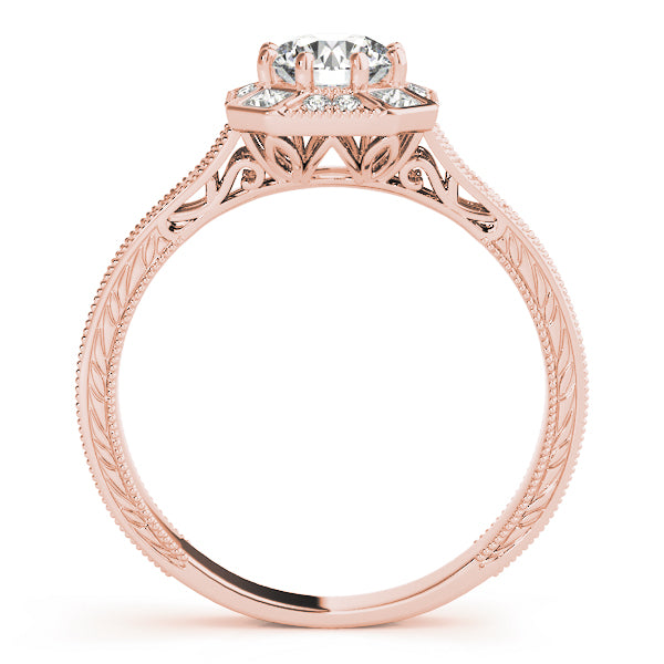 14K Rose Gold 1 1/4 ct tw Halo Diamond Engagement Ring