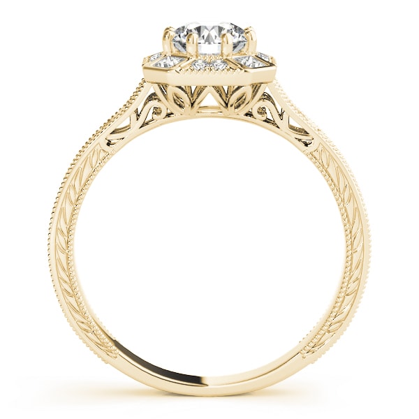 14K Yellow Gold 1 1/4 ct tw Halo Diamond Engagement Ring