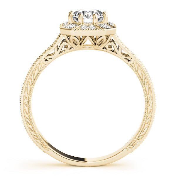 14K Yellow Gold 1 1/4 ct tw Halo Diamond Engagement Ring