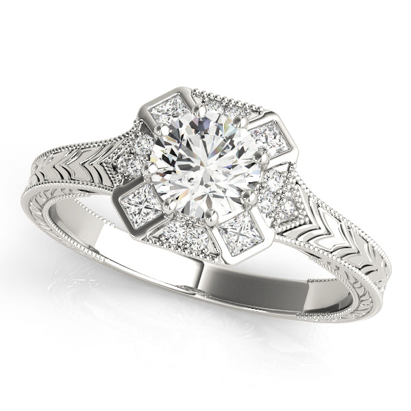 18K White Gold 1 1/4 ct tw Halo Diamond Engagement Ring