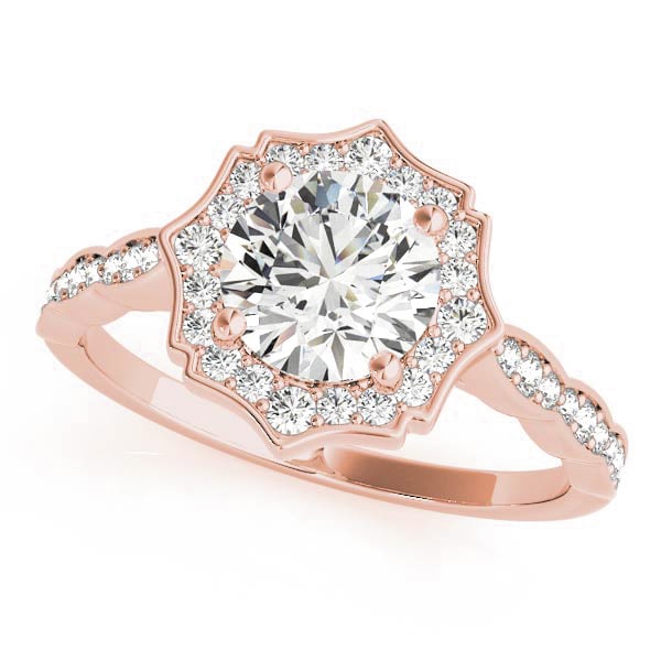 14K Rose Gold 1 1/4 ct tw Halo Diamond Engagement Ring