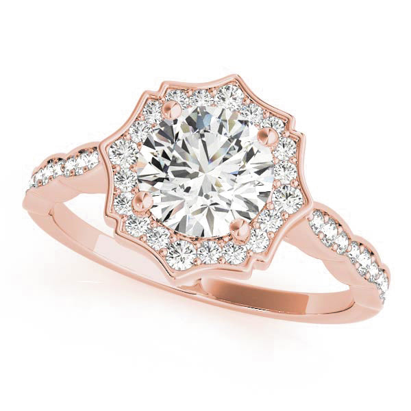 18K Rose Gold 1 1/4 ct tw Halo Diamond Engagement Ring