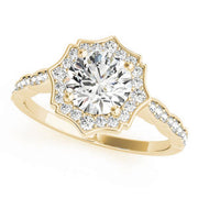 18K Yellow Gold 1 1/4 ct tw Halo Diamond Engagement Ring