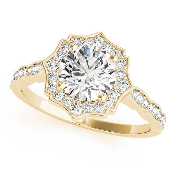 18K Yellow Gold 1 1/4 ct tw Halo Diamond Engagement Ring